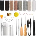 Upholstery Repair Sewing Kit Heavy Duty Sewing Kit with Awl Tools, Seam Ripper, Hand Stitching Needles, Upholstery Thread, Leather Craft Tool for Shoes Sofa Tent Carpet Craft DIY