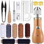 Sewing Awl Kit, Portable Awl Tool Stitching | 23 PCS Professional Speedy Stitcher Sewing Awl Kit with Waxed Thread, Straight Bent Needles DIY Leather Sewing Repair Craft