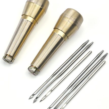 6 Pieces Leather Sewing Awl Needle Kit with Copper Handle, Leather Craft Needle Kit Shoe Repair Tool, Sewing Awl Hand Stitcher Shoe Repair Tool Kit, Craft Needles Kit Shoe Repair Tool
